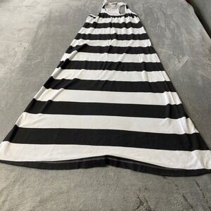 Tommy Bahama Maxi Dress Womens XS Black White Striped Racerback Cotton Blend